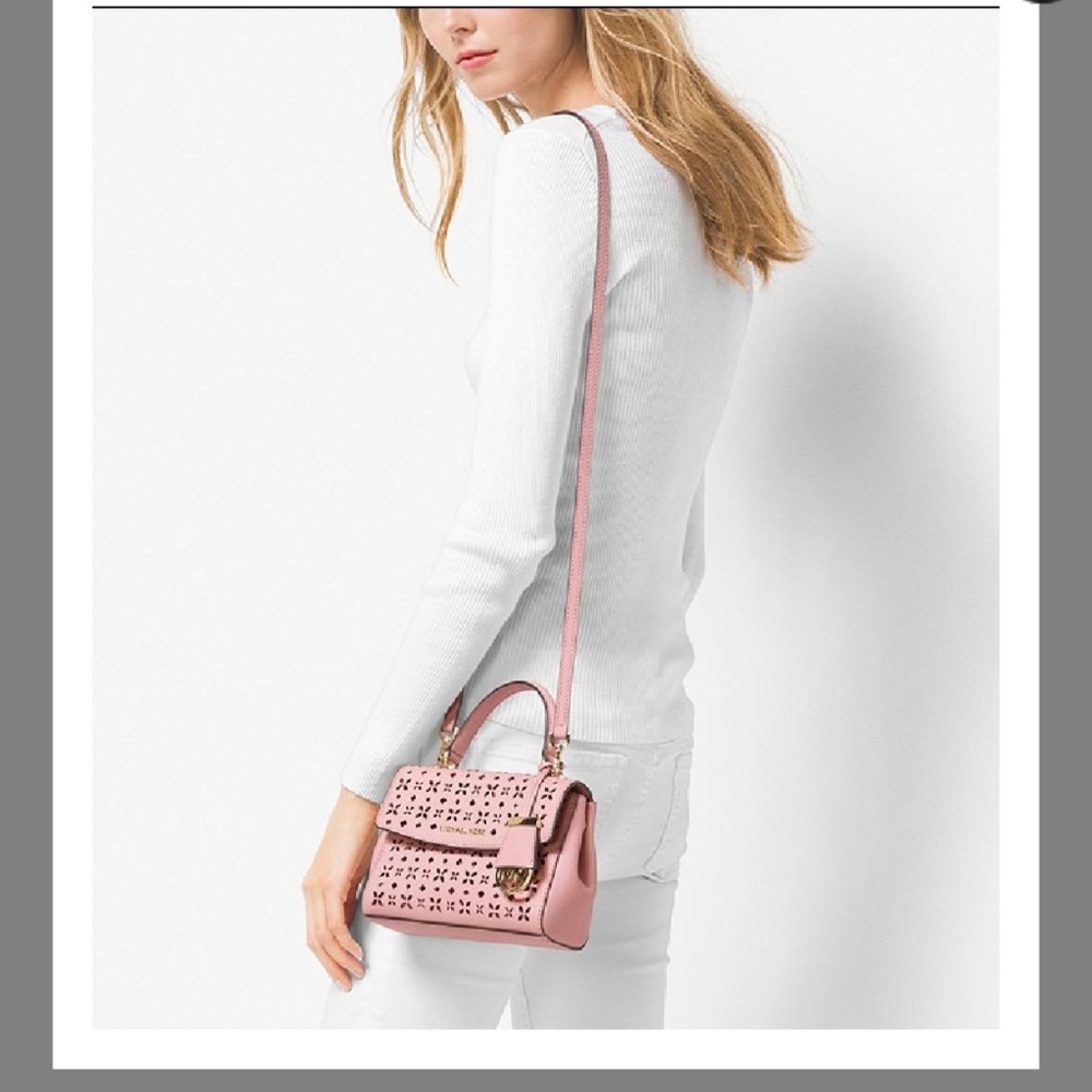 M. Kors Ava Perforated Leather Blossom Cross body